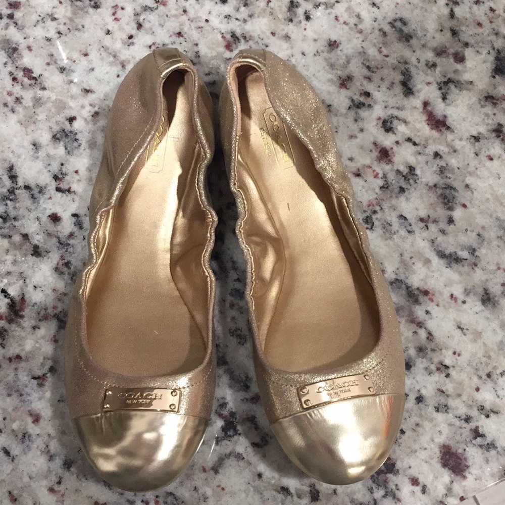 Coach Gold Flats